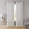 HLC.ME Faux Linen Curtains Lopez Velvet Back Tab Rod Pocket Curtain Panels - White - Set Of 2