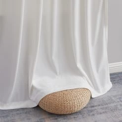 HLC.ME Faux Linen Curtains Lopez Velvet Back Tab Rod Pocket Curtain Panels - White - Set Of 2