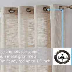 HLC.ME Madison Faux Linen Sheer Grommet Panels - Beige - Set Of 2