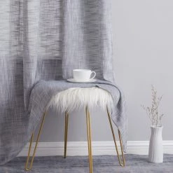 HLC.ME Madison Faux Linen Sheer Grommet Panels - Charcoal Grey - Set Of 2 Sheer Curtains