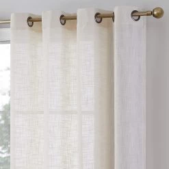 HLC.ME Madison Faux Linen Sheer Grommet Panels - Ivory - Set Of 2 11 HLC.ME Madison Faux Linen Sheer Grommet Panels - Ivory - Set Of 2