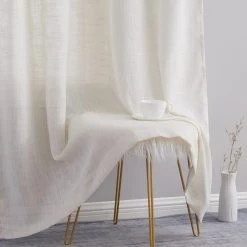 HLC.ME Madison Faux Linen Sheer Grommet Panels - Ivory - Set Of 2 13 HLC.ME Madison Faux Linen Sheer Grommet Panels - Ivory - Set Of 2