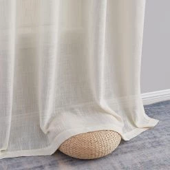 HLC.ME Madison Faux Linen Sheer Grommet Panels - Ivory - Set Of 2 14 HLC.ME Madison Faux Linen Sheer Grommet Panels - Ivory - Set Of 2