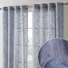 HLC.ME Madison Faux Linen Sheer Grommet Panels - Navy Blue - Set Of 2