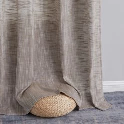 HLC.ME Madison Faux Linen Sheer Grommet Panels - Taupe - Set Of 2 Sheer Curtains