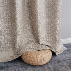 HLC.ME Mia Moroccan Tile 100% Complete Blackout Grommet Curtains - Beige - Set Of 2 Blackout Curtains