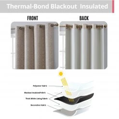 HLC.ME Mia Moroccan Tile 100% Complete Blackout Grommet Curtains - Beige - Set Of 2 Blackout Curtains