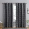 HLC.ME Blackout Curtains Mia Moroccan Tile 100% Complete Blackout Grommet Curtains - Black - Set Of 2