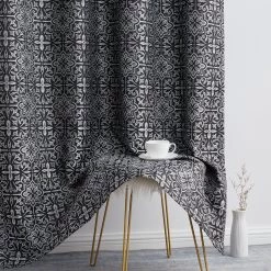 HLC.ME Blackout Curtains Mia Moroccan Tile 100% Complete Blackout Grommet Curtains - Black - Set Of 2 11 HLC.ME Blackout Curtains Mia Moroccan Tile 100% Complete Blackout Grommet Curtains - Black - Set Of 2