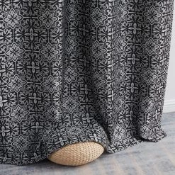 HLC.ME Blackout Curtains Mia Moroccan Tile 100% Complete Blackout Grommet Curtains - Black - Set Of 2 12 HLC.ME Blackout Curtains Mia Moroccan Tile 100% Complete Blackout Grommet Curtains - Black - Set Of 2