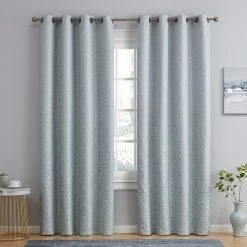 HLC.ME Mia Moroccan Tile 100% Complete Blackout Grommet Curtains - Seafoam Green - Set Of 2 Blackout Curtains