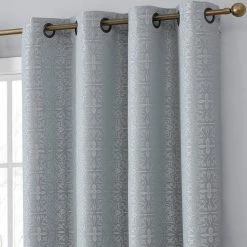 HLC.ME Mia Moroccan Tile 100% Complete Blackout Grommet Curtains - Seafoam Green - Set Of 2 Blackout Curtains