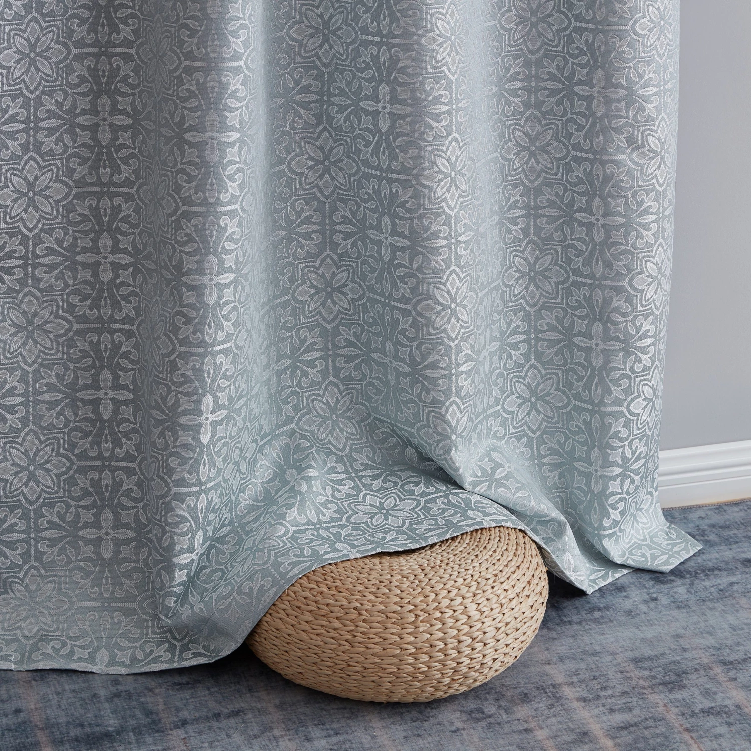 HLC.ME Mia Moroccan Tile 100% Blackout Grommet Patio Door Panel - Seafoam Green 5 HLC.ME Mia Moroccan Tile 100% Blackout Grommet Patio Door Panel - Seafoam Green