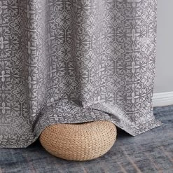 HLC.ME Faux Linen Curtains Mia Moroccan Tile 100% Blackout Grommet Patio Door Panel - Grey 9 HLC.ME Faux Linen Curtains Mia Moroccan Tile 100% Blackout Grommet Patio Door Panel - Grey