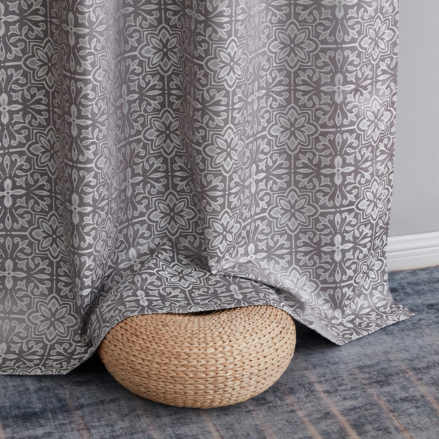 HLC.ME Faux Linen Curtains Mia Moroccan Tile 100% Blackout Grommet Patio Door Panel - Grey 5 HLC.ME Faux Linen Curtains Mia Moroccan Tile 100% Blackout Grommet Patio Door Panel - Grey