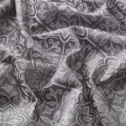 HLC.ME Mia Moroccan Tile 100% Complete Blackout Grommet Curtains - Grey - Set Of 2 Blackout Curtains