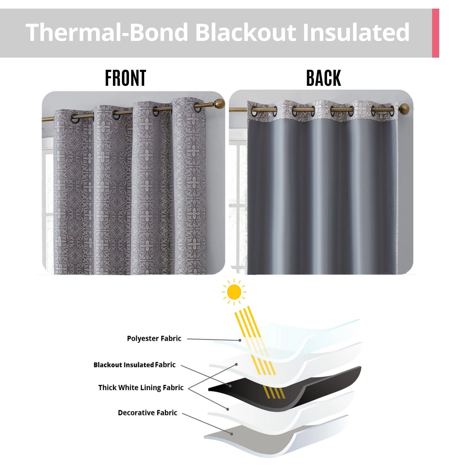 HLC.ME Faux Linen Curtains Mia Moroccan Tile 100% Blackout Grommet Patio Door Panel - Grey 7 HLC.ME Faux Linen Curtains Mia Moroccan Tile 100% Blackout Grommet Patio Door Panel - Grey