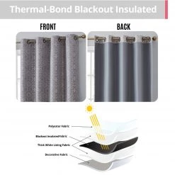 HLC.ME Mia Moroccan Tile 100% Complete Blackout Grommet Curtains - Grey - Set Of 2 Blackout Curtains