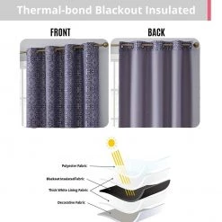 HLC.ME Mia Moroccan Tile 100% Complete Blackout Grommet Curtains - Navy Blue - Set Of 2 14 HLC.ME Mia Moroccan Tile 100% Complete Blackout Grommet Curtains - Navy Blue - Set Of 2