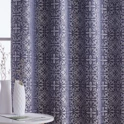 HLC.ME Mia Moroccan Tile 100% Complete Blackout Grommet Curtains - Navy Blue - Set Of 2 11 HLC.ME Mia Moroccan Tile 100% Complete Blackout Grommet Curtains - Navy Blue - Set Of 2