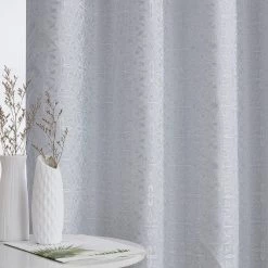 HLC.ME Faux Linen Curtains Mia Moroccan Tile 100% Blackout Grommet Patio Door Panel - White 10 HLC.ME Faux Linen Curtains Mia Moroccan Tile 100% Blackout Grommet Patio Door Panel - White