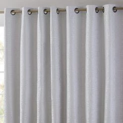 HLC.ME Faux Linen Curtains Mia Moroccan Tile 100% Blackout Grommet Patio Door Panel - White
