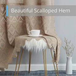 HLC.ME Sheer Curtains Monaco Macrame Lace Sheer Rod Pocket Curtain Panels - Taupe - Set Of 2