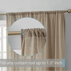 HLC.ME Sheer Curtains Monaco Macrame Lace Sheer Rod Pocket Curtain Panels - Taupe - Set Of 2