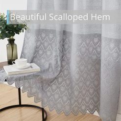 HLC.ME Monaco Macrame Lace Sheer Rod Pocket Curtain Panels - Grey - Set Of 2 Sheer Curtains