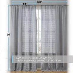 HLC.ME Monaco Macrame Lace Sheer Rod Pocket Curtain Panels - Grey - Set Of 2 Sheer Curtains
