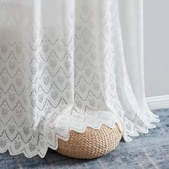 HLC.ME Monaco Macrame Lace Sheer Rod Pocket Curtain Panels - Ivory - Set Of 2 Sheer Curtains