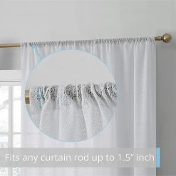 HLC.ME Sheer Curtains Monaco Macrame Lace Sheer Rod Pocket Curtain Panels - White - Set Of 2