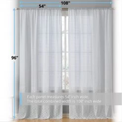 HLC.ME Sheer Curtains Monaco Macrame Lace Sheer Rod Pocket Curtain Panels - White - Set Of 2