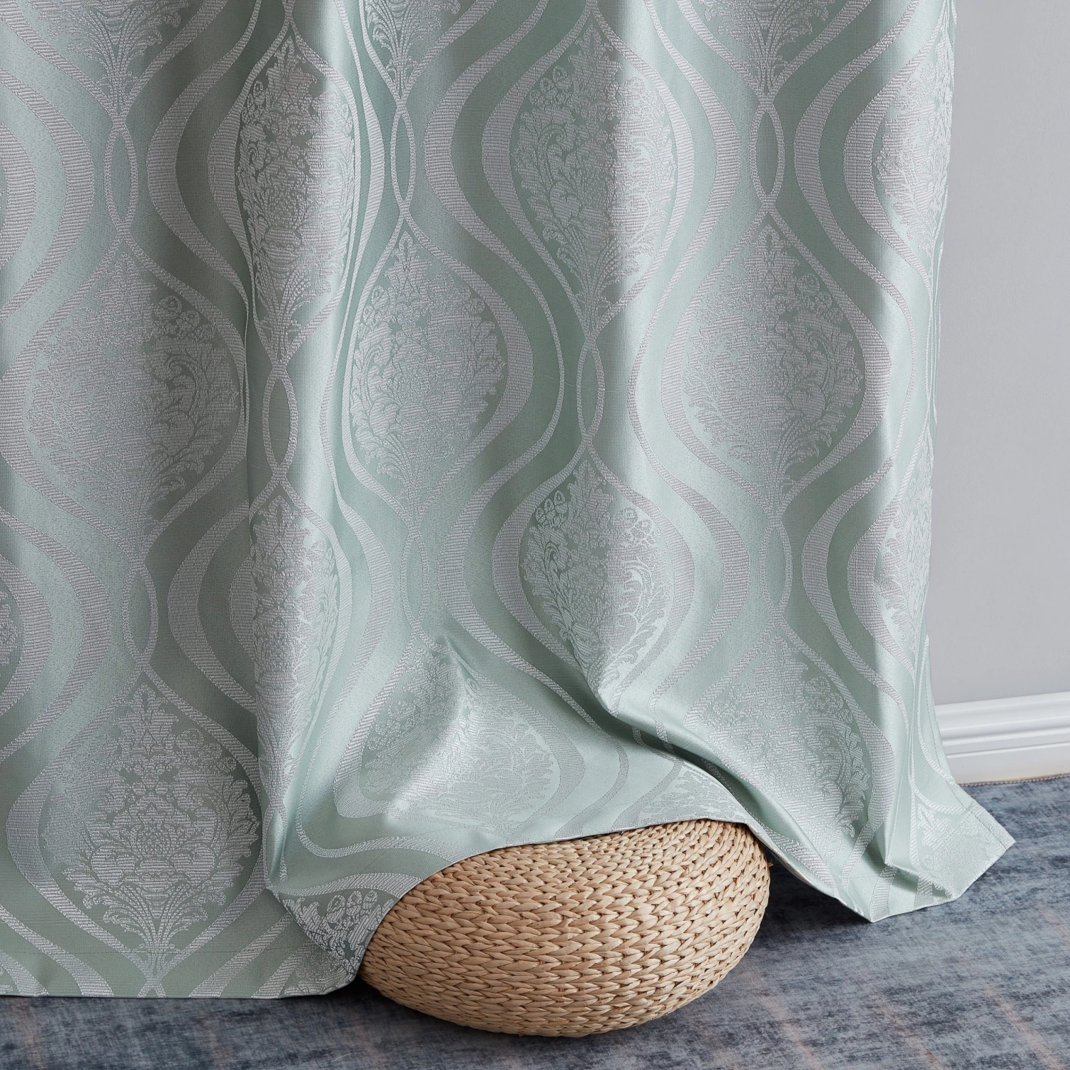 HLC.ME Blackout Curtains Montero Damask 100% Blackout Grommet Curtain Panels - Seafoam Green - Set Of 2 5 HLC.ME Blackout Curtains Montero Damask 100% Blackout Grommet Curtain Panels - Seafoam Green - Set Of 2