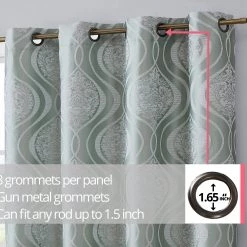 HLC.ME Blackout Curtains Montero Damask 100% Blackout Grommet Curtain Panels - Seafoam Green - Set Of 2 13 HLC.ME Blackout Curtains Montero Damask 100% Blackout Grommet Curtain Panels - Seafoam Green - Set Of 2