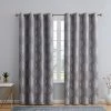 HLC.ME Blackout Curtains Montero Damask 100% Blackout Grommet Curtain Panels - Grey - Set Of 2 2 HLC.ME Blackout Curtains Montero Damask 100% Blackout Grommet Curtain Panels - Grey - Set Of 2