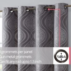 HLC.ME Faux Linen Curtains Montero 100% Blackout Grommet Patio Door Panel - Grey