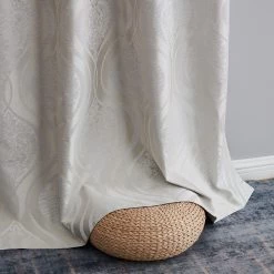 HLC.ME Montero Damask 100% Blackout Grommet Curtain Panels - Ivory - Set Of 2