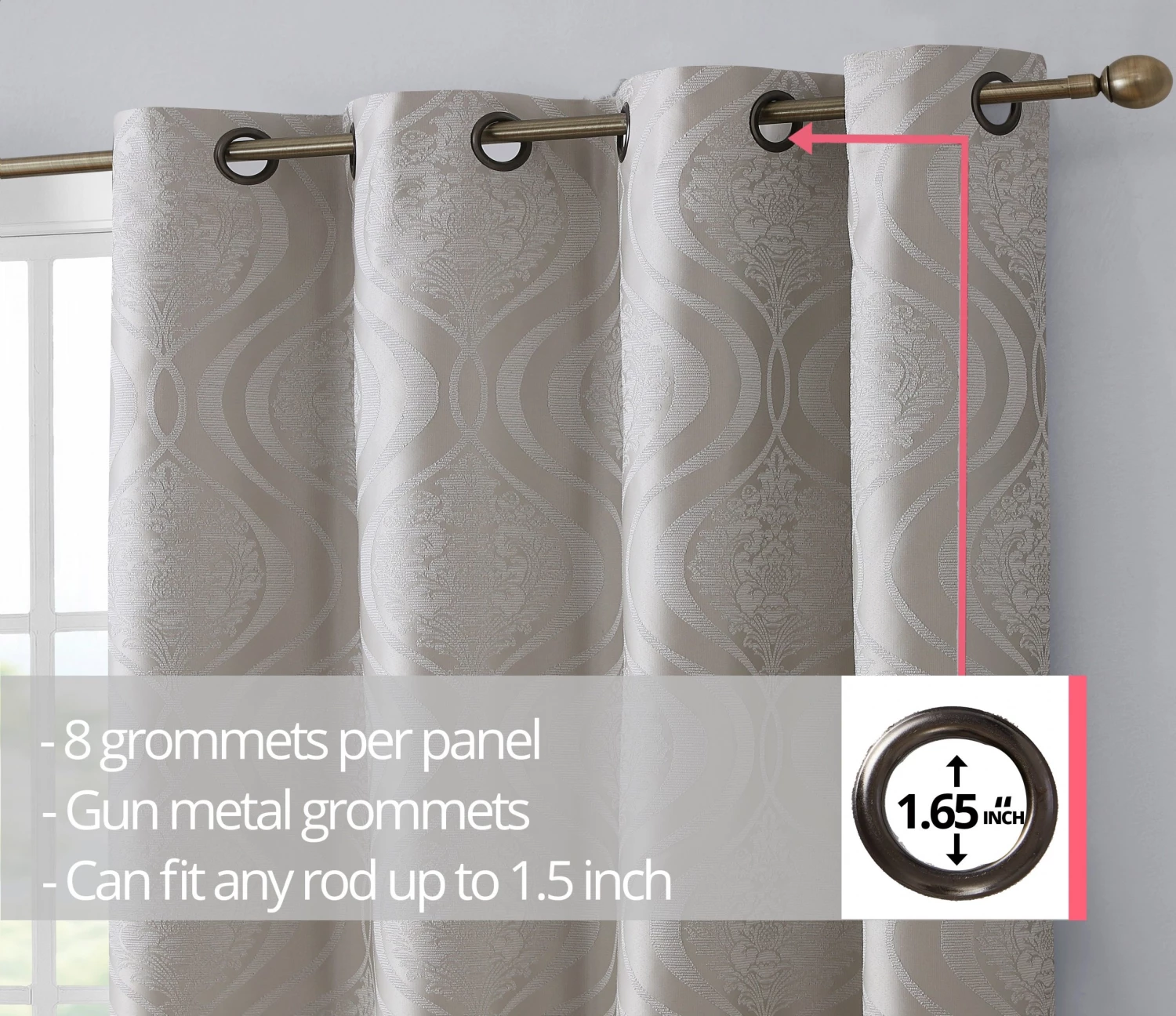 HLC.ME Montero 100% Blackout Grommet Patio Door Panel - Ivory Faux Linen Curtains 7 HLC.ME Montero 100% Blackout Grommet Patio Door Panel - Ivory Faux Linen Curtains