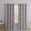 HLC.ME Montero Damask 100% Blackout Grommet Curtain Panels - Taupe - Set Of 2