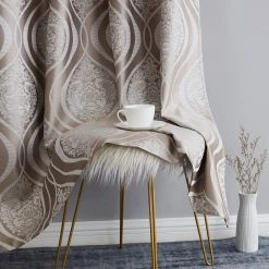 HLC.ME Montero Damask 100% Blackout Grommet Curtain Panels - Taupe - Set Of 2 13 HLC.ME Montero Damask 100% Blackout Grommet Curtain Panels - Taupe - Set Of 2