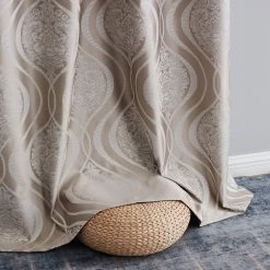 HLC.ME Montero Damask 100% Blackout Grommet Curtain Panels - Taupe - Set Of 2 11 HLC.ME Montero Damask 100% Blackout Grommet Curtain Panels - Taupe - Set Of 2