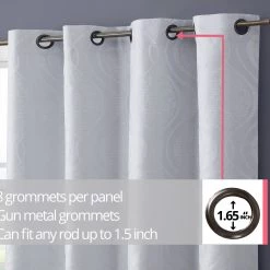 HLC.ME Montero Damask 100% Blackout Grommet Curtain Panels - Taupe - Set Of 2 15 HLC.ME Montero Damask 100% Blackout Grommet Curtain Panels - Taupe - Set Of 2