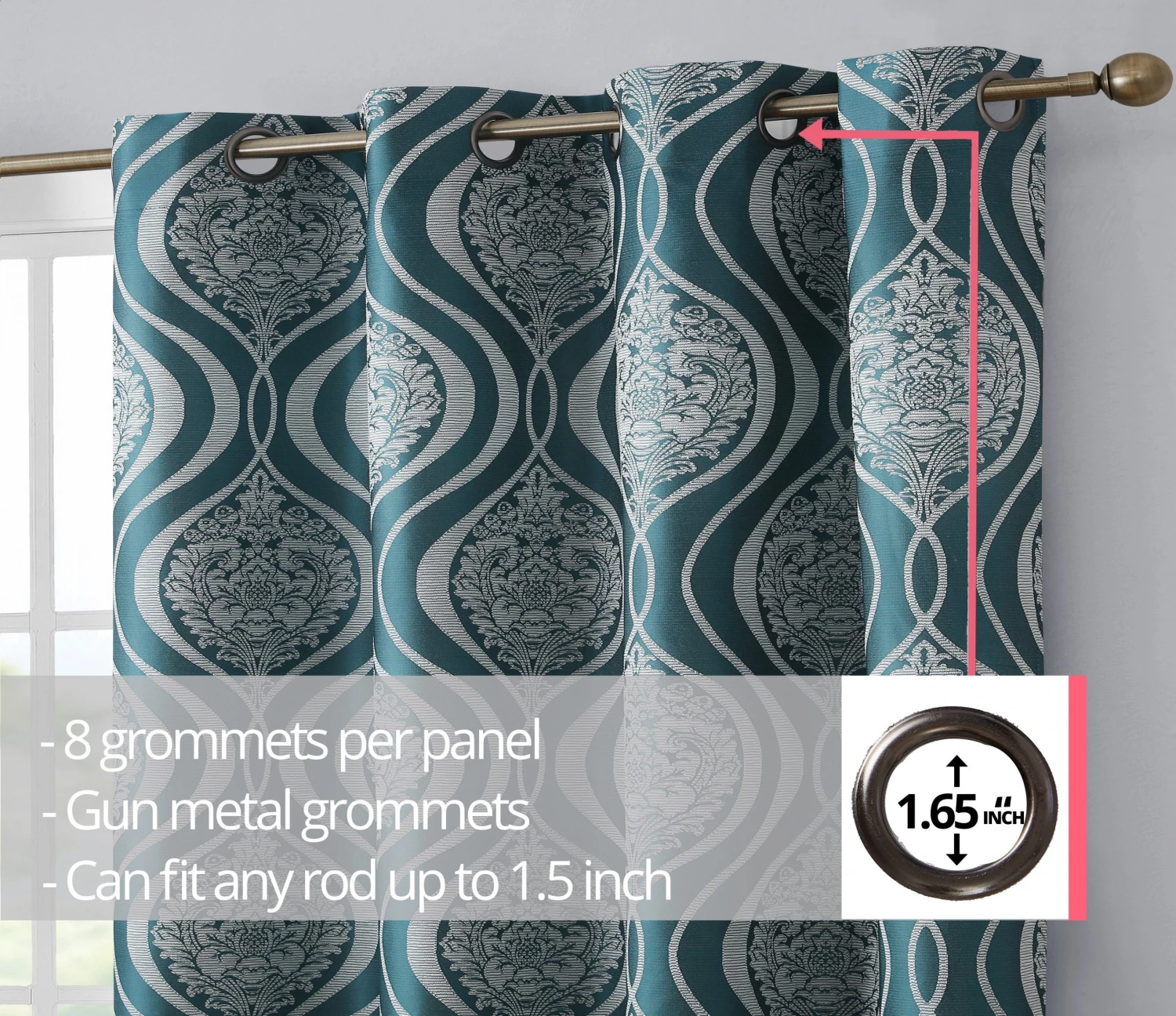 HLC.ME Montero 100% Blackout Grommet Patio Door Panel - Teal Blue 8 HLC.ME Montero 100% Blackout Grommet Patio Door Panel - Teal Blue