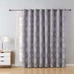HLC.ME Faux Linen Curtains Montero 100% Blackout Grommet Patio Door Panel - Grey
