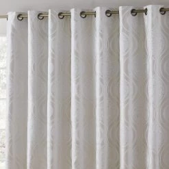 HLC.ME Montero 100% Blackout Grommet Patio Door Panel - Ivory Faux Linen Curtains