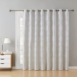 HLC.ME Montero 100% Blackout Grommet Patio Door Panel - Ivory Faux Linen Curtains