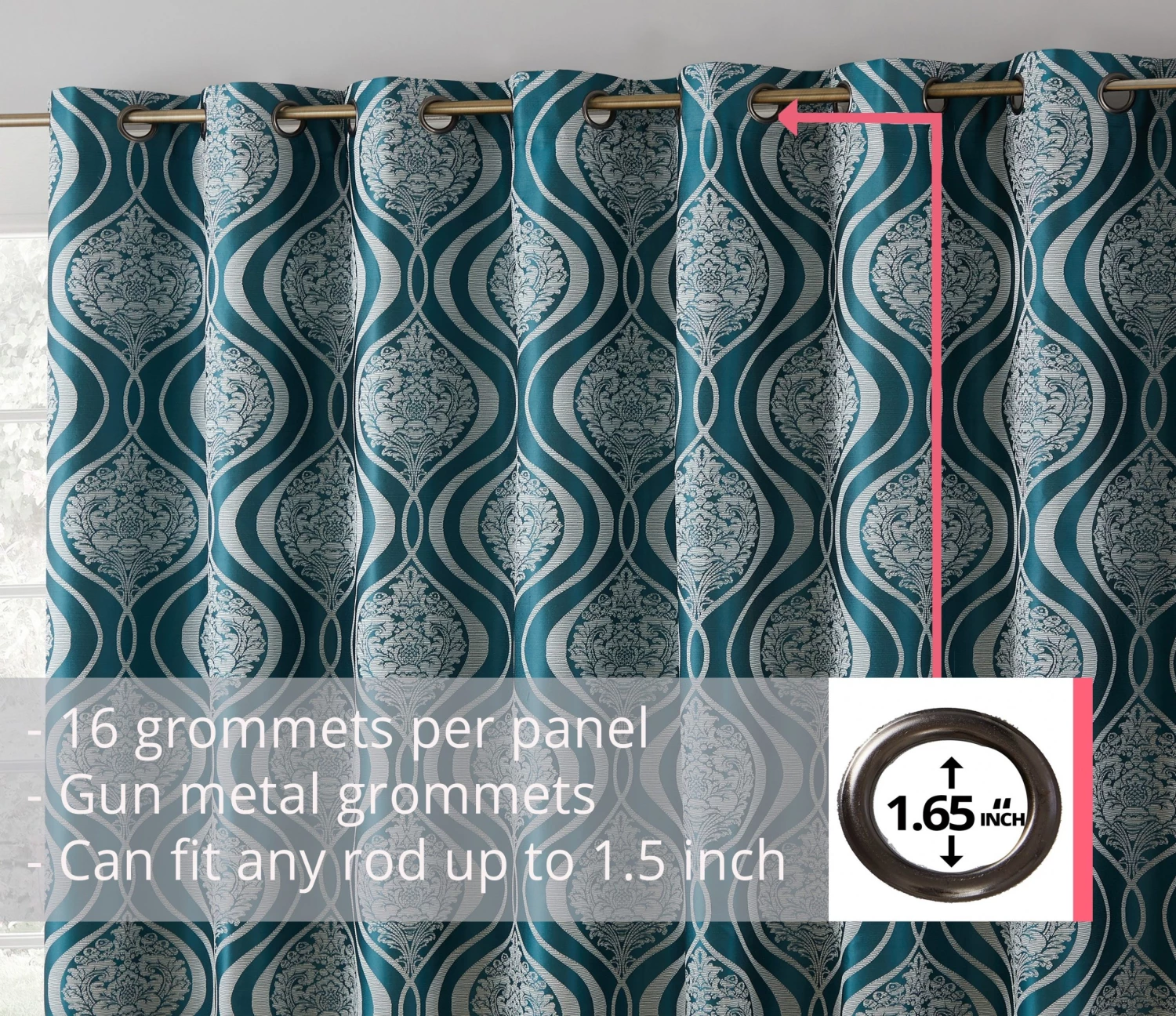 HLC.ME Montero 100% Blackout Grommet Patio Door Panel - Teal Blue 5 HLC.ME Montero 100% Blackout Grommet Patio Door Panel - Teal Blue