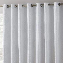 HLC.ME Montero 100% Blackout Grommet Patio Door Panel - White Faux Linen Curtains