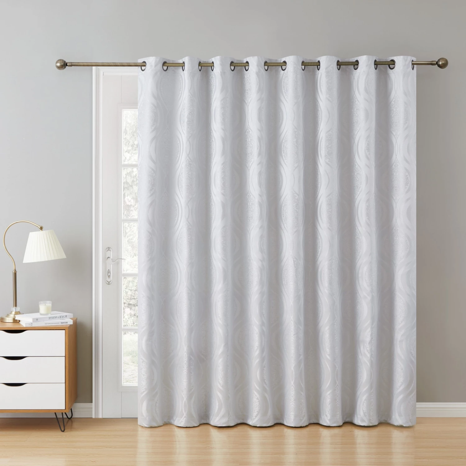 HLC.ME Montero 100% Blackout Grommet Patio Door Panel - White Faux Linen Curtains 4 HLC.ME Montero 100% Blackout Grommet Patio Door Panel - White Faux Linen Curtains